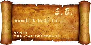Spevák Beáta névjegykártya
